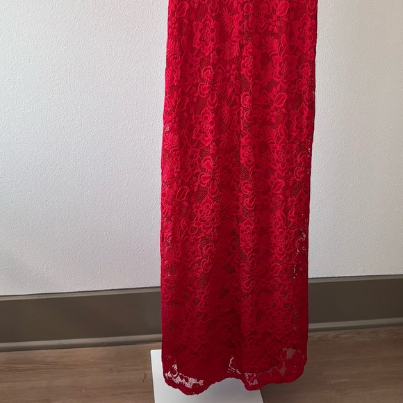 Windsor Gown Large Maxi Split V Neck Scallop Lace Floral Girlhoodcore Romantic - Picture 4 of 12